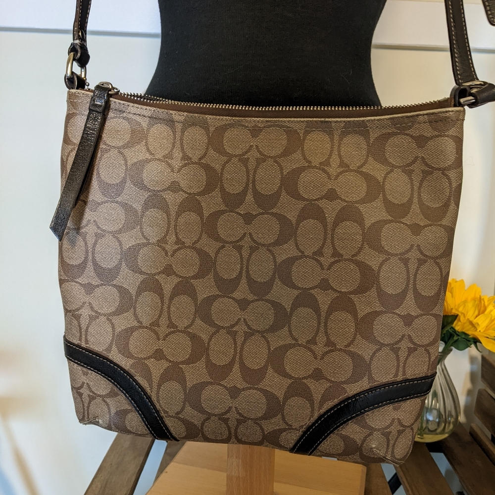 Coach Cross Body Bag with Signature Print Canvas - Picture 4 of 6